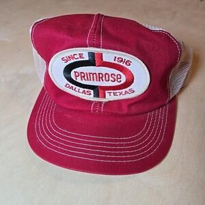 VTG K Products Primrose Dallas Texas Mesh Trucker Hat Oil Gas Patch USA Snapback